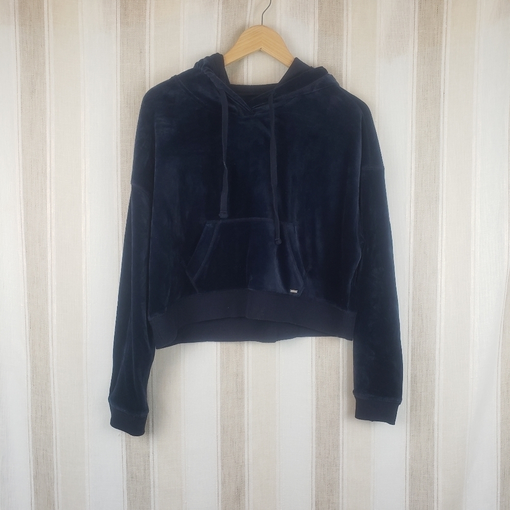 Hollister Velvet Hoodie Sweatshirt Blue Size Small‎